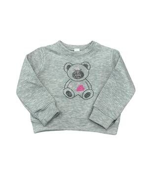 NEW DORI CREATIONS girl's bear sweatshirt in grey